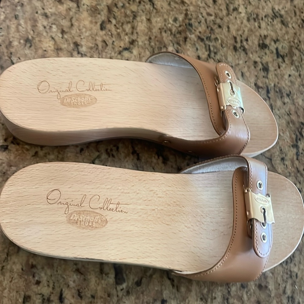 Dr Scholls Original Clog Womens Size 7 Shoes Camelot Brown Leather Slide Sandal